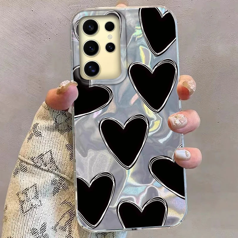 Mode Romantische Liebe Herzen Telefon Fall Für Samsung Galaxy S21 S22 S23 S24 S25 Plus FE Ultra Abdeckung S22 s23 + Weiche Streifen Shell