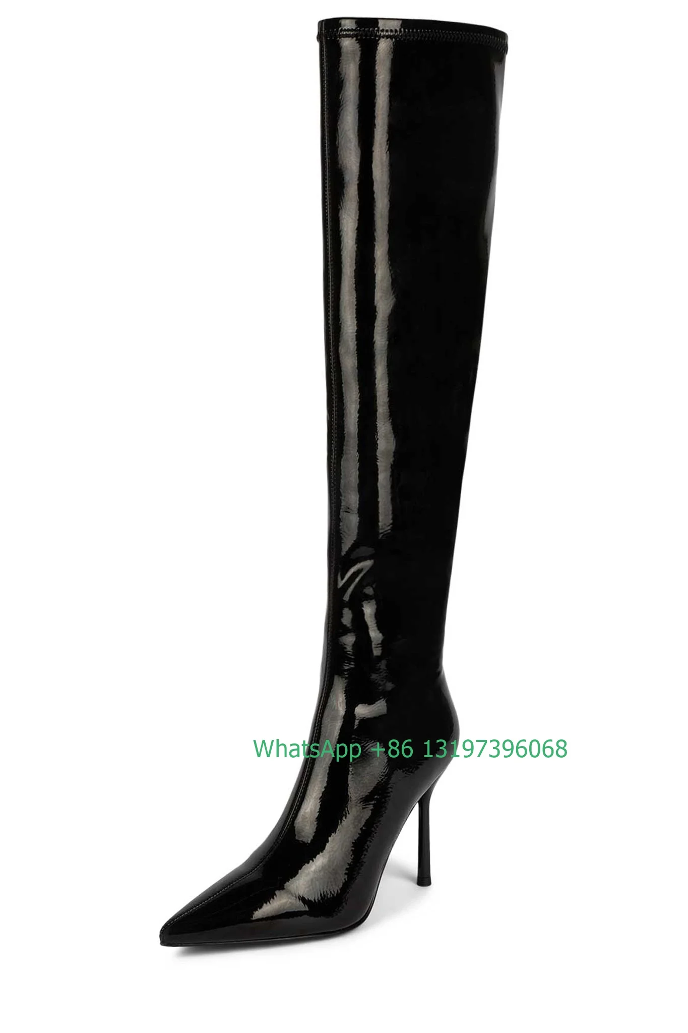 Lady PU solid boots sexy daily causal boots party stiletto heel pointed toe high heels boots office lady shoes footwear size 46