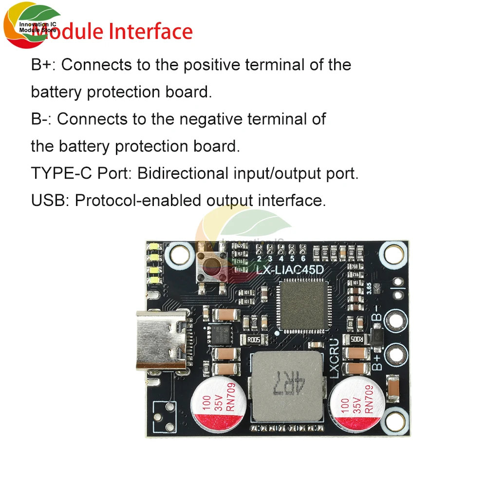 2-6S PD 45W Fast Charging Power Bank Module DIY Power Bank Mainboard Supports Lithium-Ion and Lithium Iron Phosphate Batteries