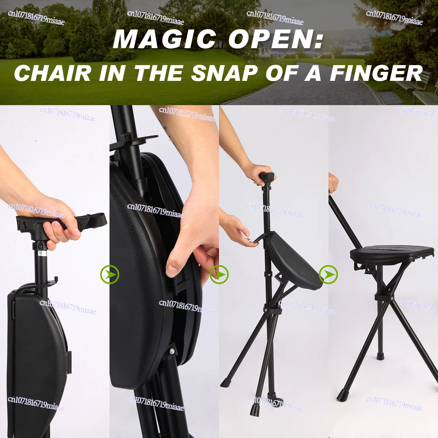 The same outdoor portable foldable hiking pole resting artifact crutch chair height adjustable