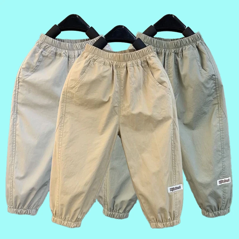New Summer Autumn Boys Pants Tight Leg Design Mosquito-proof Loose And Comfortable Trousers For 2-8 Years Kids Children Overalls