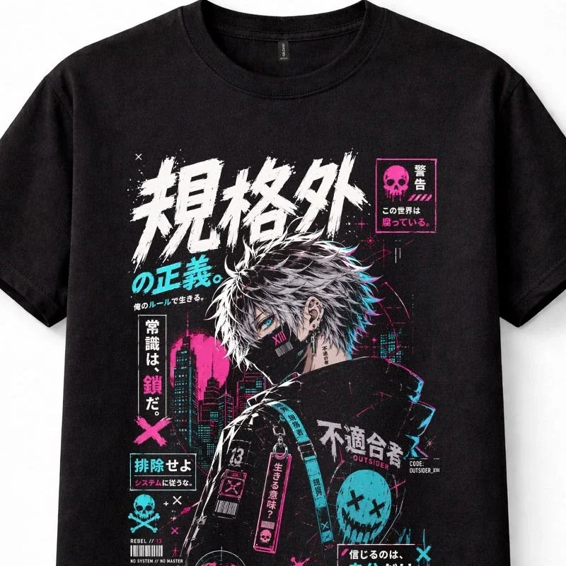 Anime Cyberpunk Boy Outsider XIII Japanese Rebel Manga Graphic Unisex T-Shirt