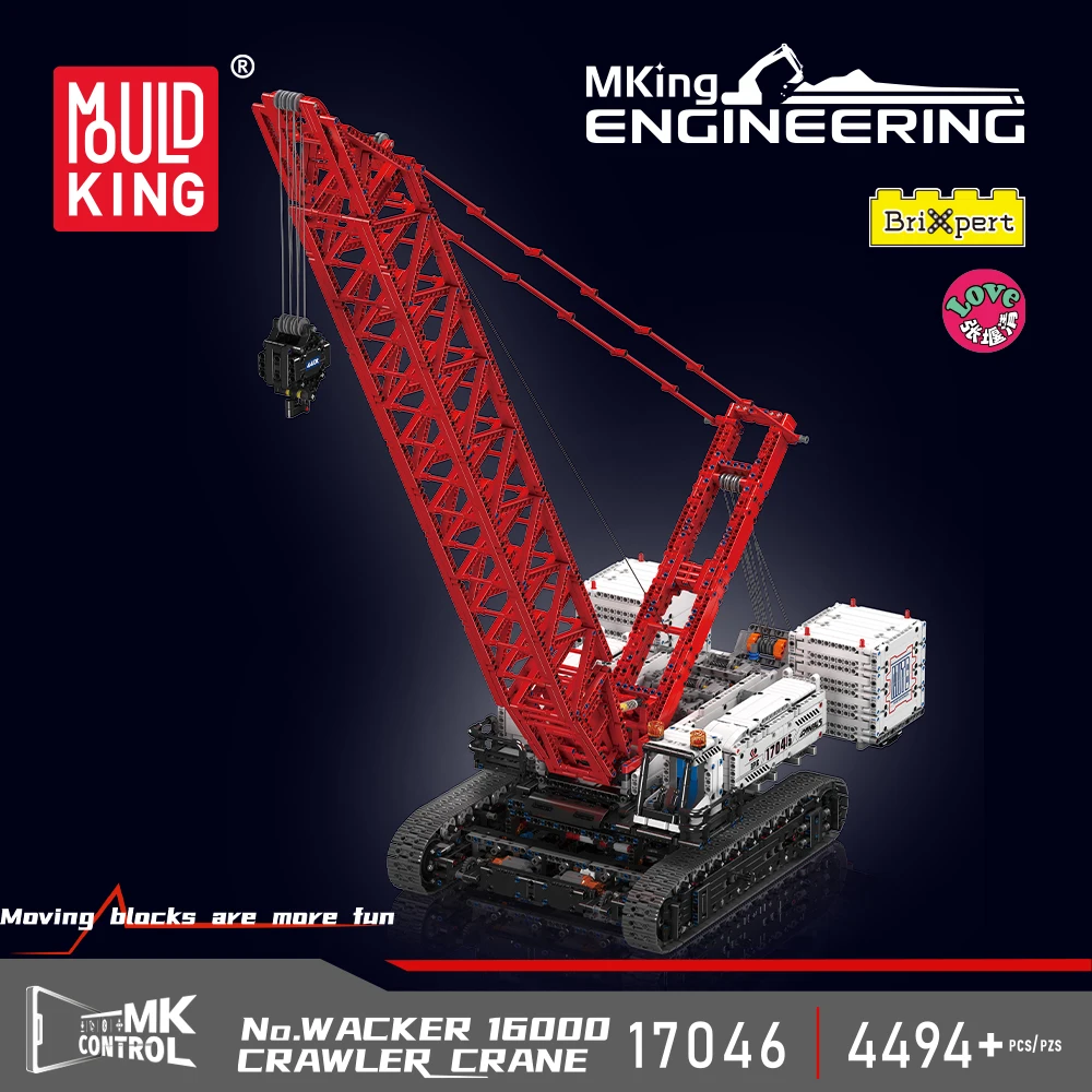 Mould King 17046 WACKER 16000 Crawler Crane Model building block kits MOC Bricks puzzle Blocks toys for Kid Christmas gift