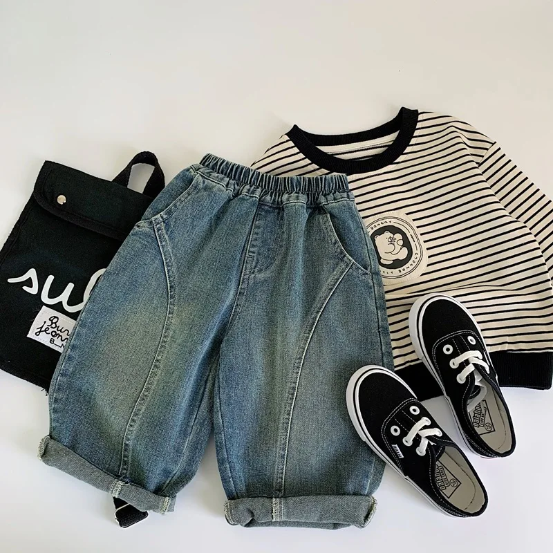 Jeans Thin Breathable Casual Pants Boys Children Boys Grils Children Soft Comfortable Spring Autumn All-matching