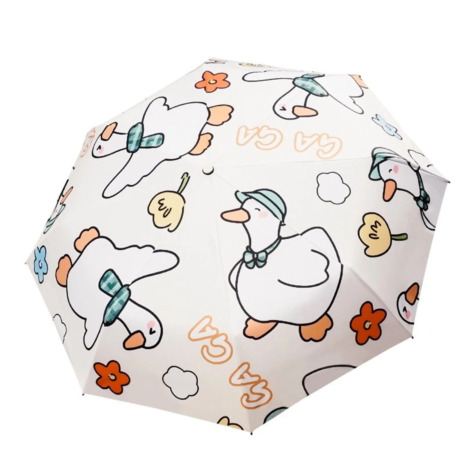 Cute Duck Patterns Umbrella Automatic Girls Sun Umbrella Rain Women Mini Five Folding Automatic Small Kids Umbrella Uv Parasol