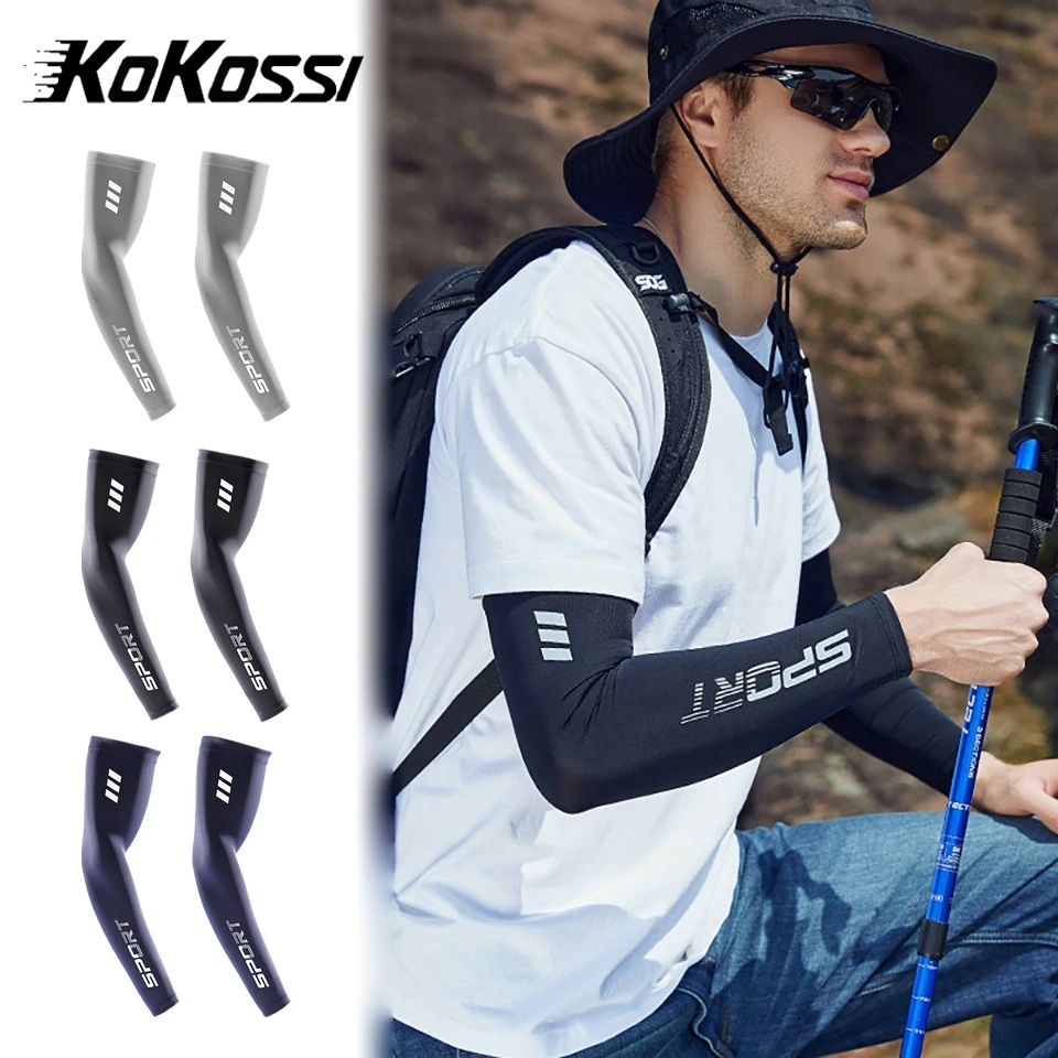 

KoKossi 1Pair Summer Ice Silk Sunscreen Arm Sleeves UV Protection Cool Feeling Breathable Arm Cover Outdoor Cycling MTB Sports
