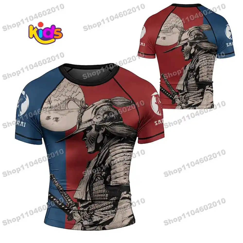 K44th Anime Kids Surf Clothing BJJ MMA Boys Rash Guard Short Sleeve Diving T-Shirt Tight Swimwear Summer Beach Floatsuit Girls view 3