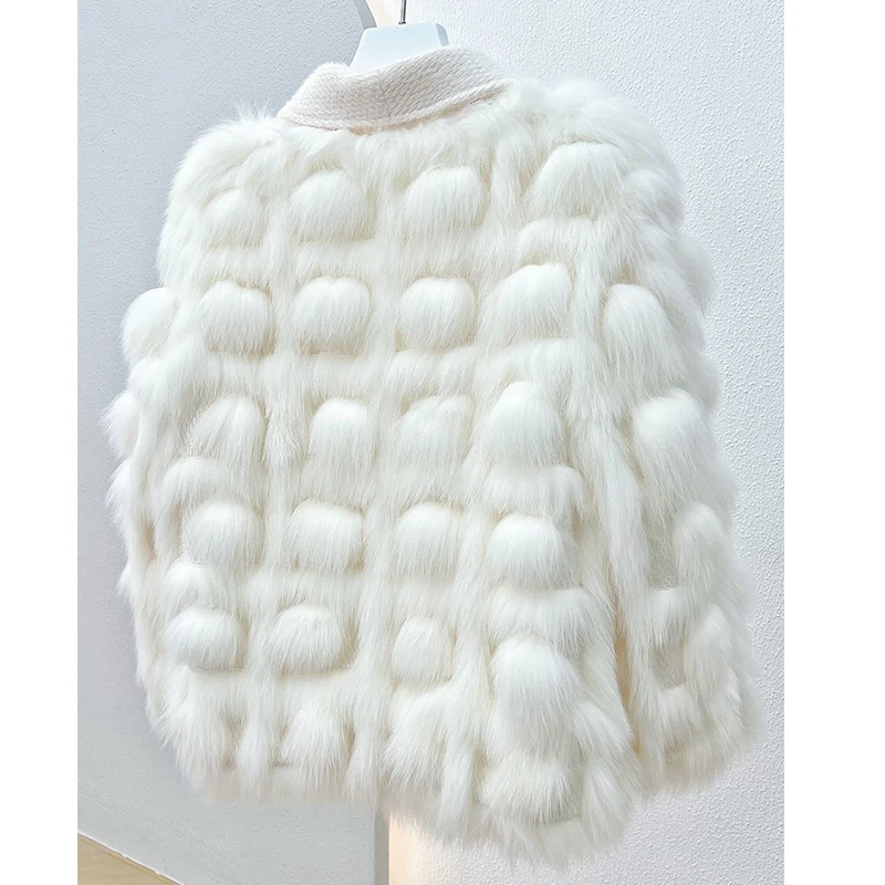 Cappotto in pelliccia di volpe sintetica donna 2022 autunno inverno Cardigan lavorato a maglia capispalla spessa calda nuova moda bianca soffice giacca elegante signora