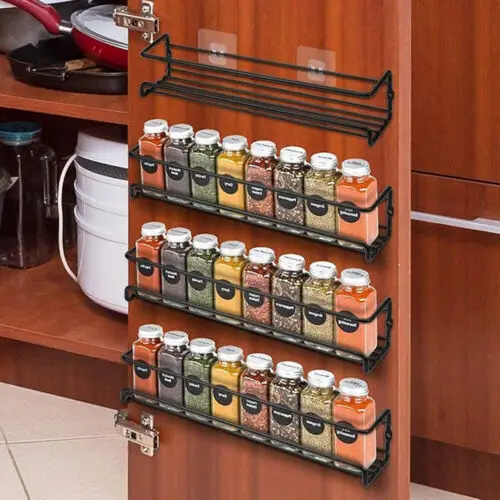 2X Spice Herb Jar Rack Holder For Kitchen Door Cupboard Storage Wall Mounted UK