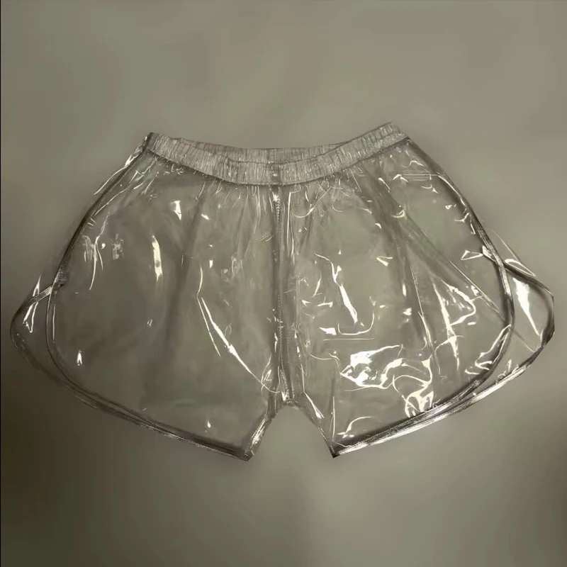 

Sexy Couple Transparent PVC Boxer Shorts Wrapped Edges Rounded Soft Smooth Silent ABDL Plastic Pants Leak proof Diaper Panties