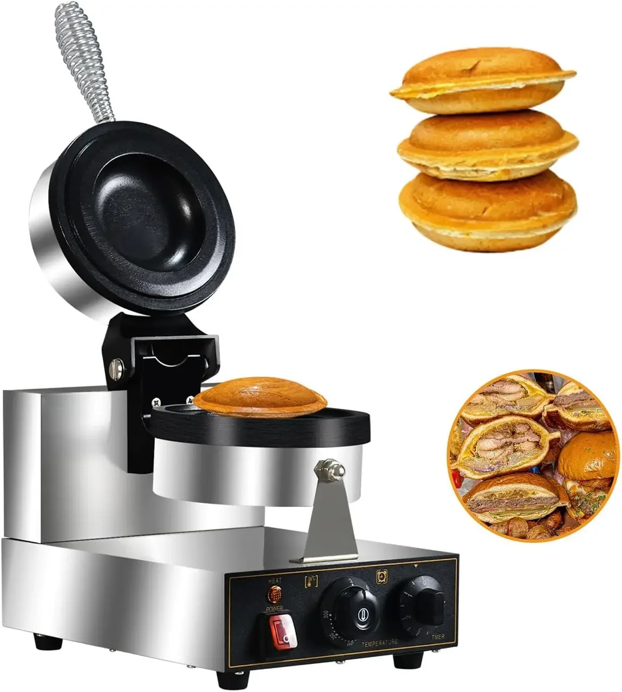 صانع البرجر، صانع البرجر UFO، صانع الوافل لملء الآيس كريم، ماكينة صنع الوافل الهامبرغر، ماكينة صنع الساندوتشات، غير مطلية، منزلية أو