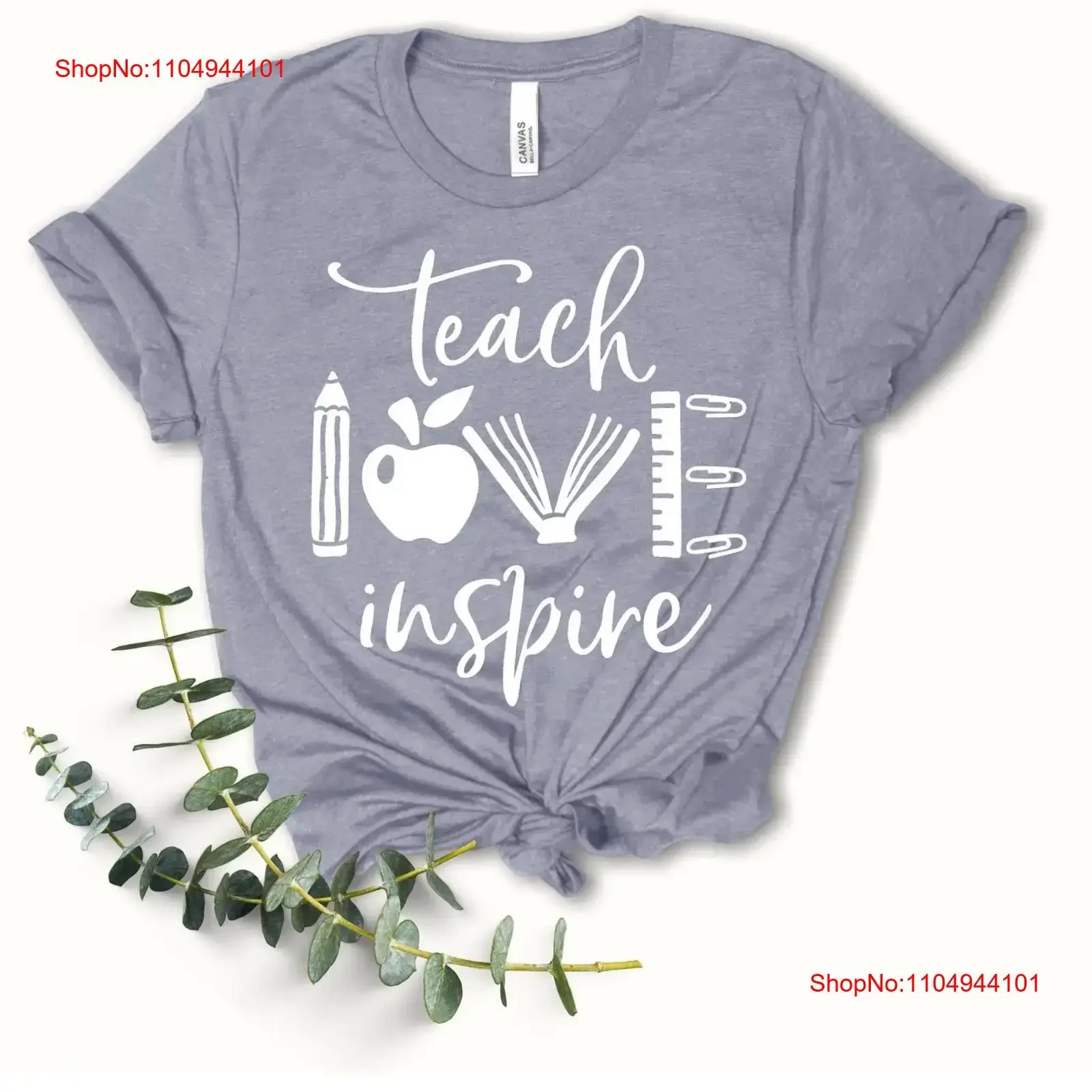 Teacher T Shirt Teach Love Inspire Mom Womens vintage Washed graphic homme Unisex Soft Stylish Slightly Breathable streetwear