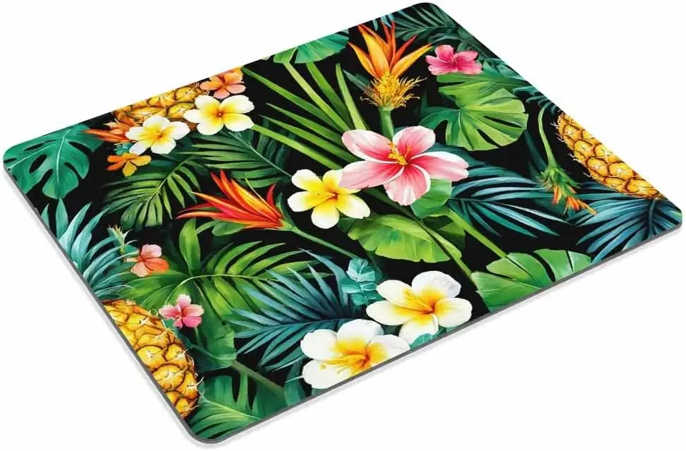 Mouse pad 1pc Rectangular mouse gaming mouse pad tropical palm leaves and flowers non slip rubber custom pineapple