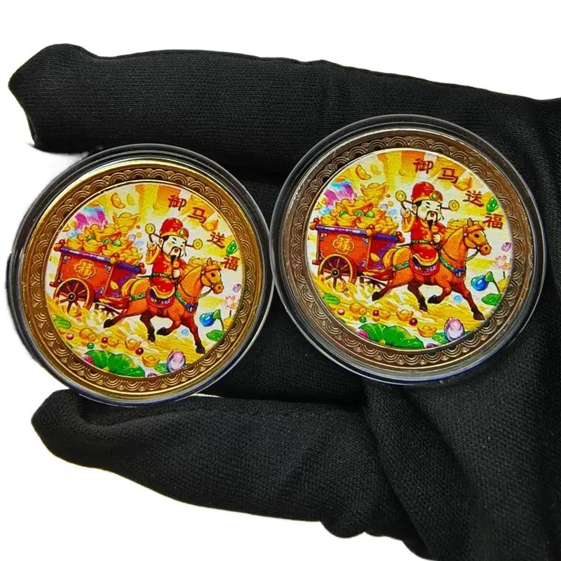 【WO-OW】وسام الحصان 2026 حصان زودياك صيني السنة الجديدة تذكارية عملة الحصان الحرف المعدنية هدية ميدالية تذكارية #3