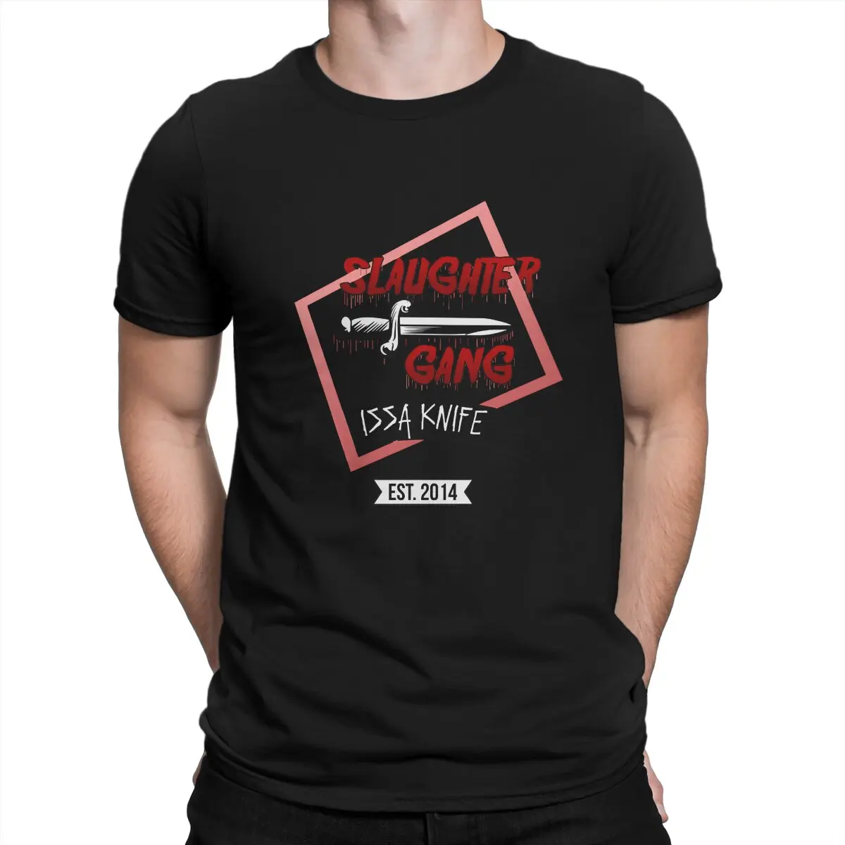 Slaughter Gang - 21 Savage - Issa Knife T Shirts Men's  Cotton Novelty T-Shirt Crewneck 21 Savage Rapper Tees Short Sleeve