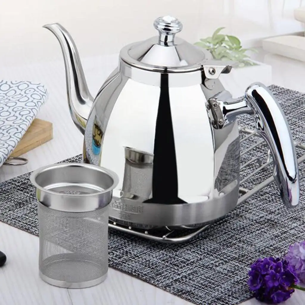Lightweight Camping Tea Pot with Grooved Handle Whistling Kettle Water Boiler for Home Kitchen and Camping