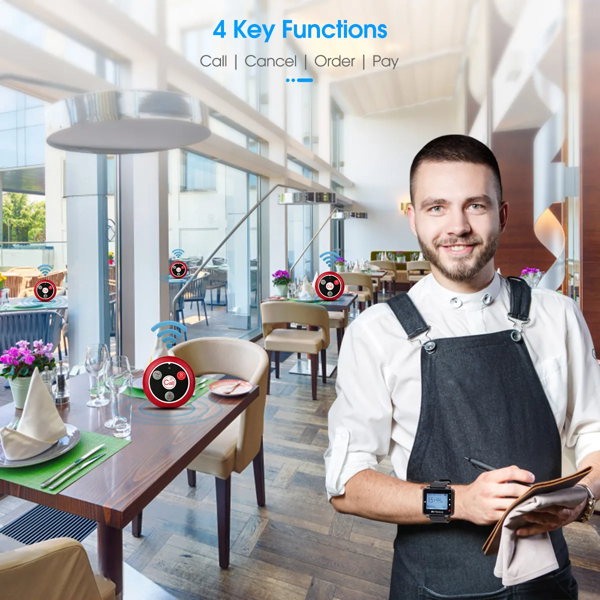 Retekess T128 Restaurant Pager Drahtlose Kellnerrufsystem 2 Uhr Empfänger + 10 stücke T117 Ruftaste Für Cafe Klinik – Detail 10
