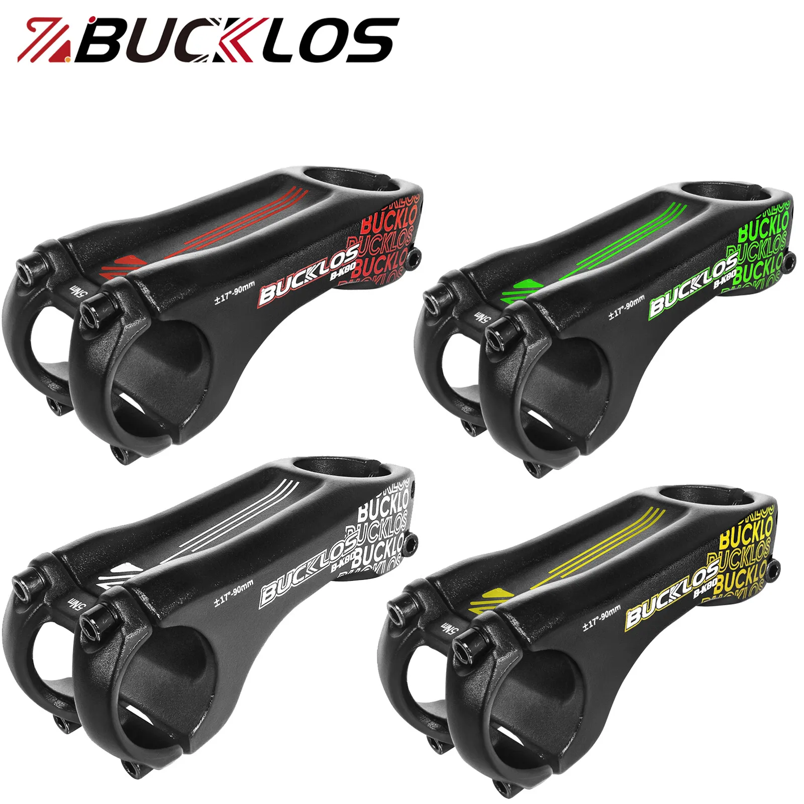 BUCKLOS 90MM Fahrradvorbau -17 Grad MTB Power Aluminiumlegierung Fahrradlenkervorbau Rennrad Mountainbike Fahrradteil