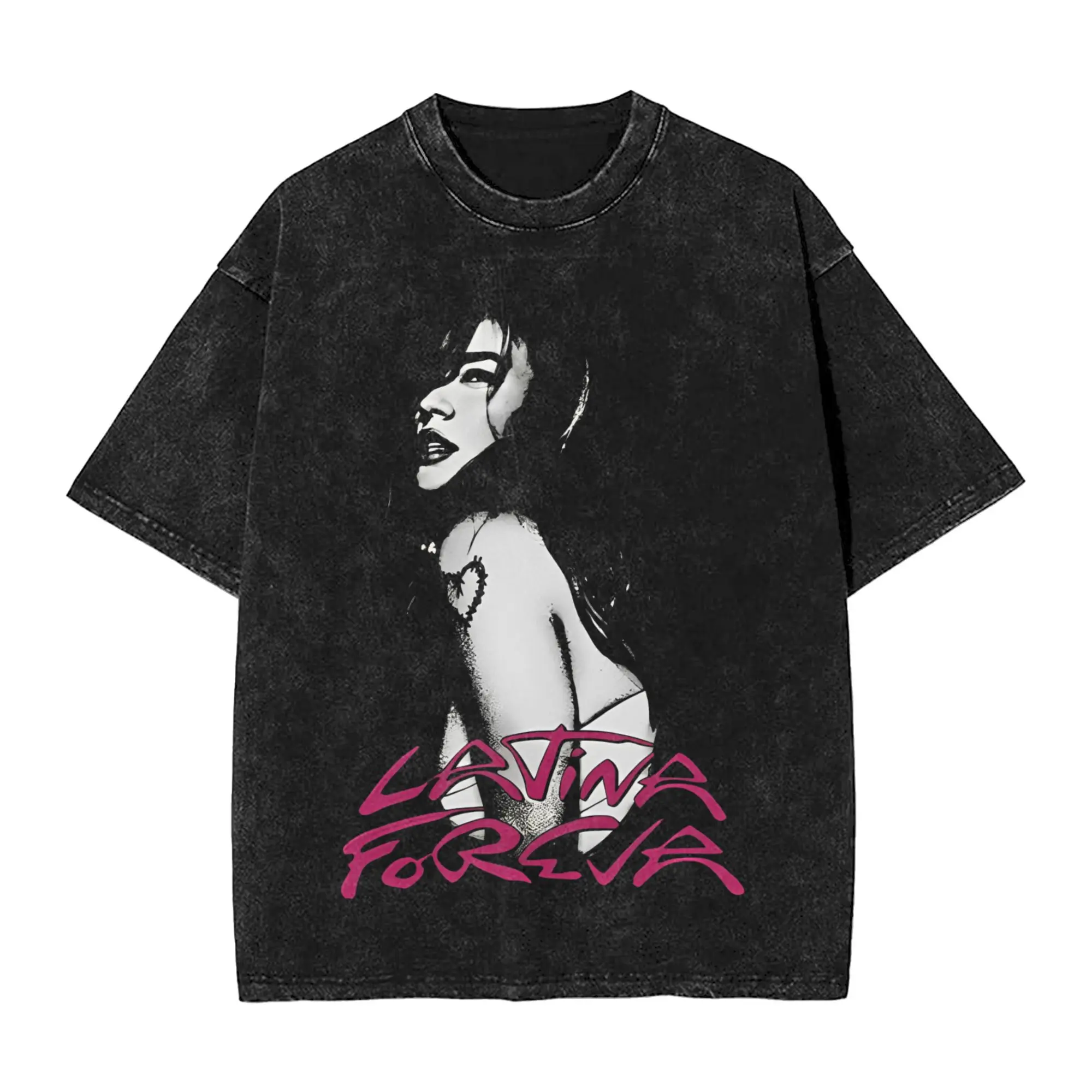 

Karol G 2025 New LATINA FOREVA Merch Washed T Shirts Men Women Streetwear Hip Hop T-Shirts Summer Tees Tops 100% Cotton