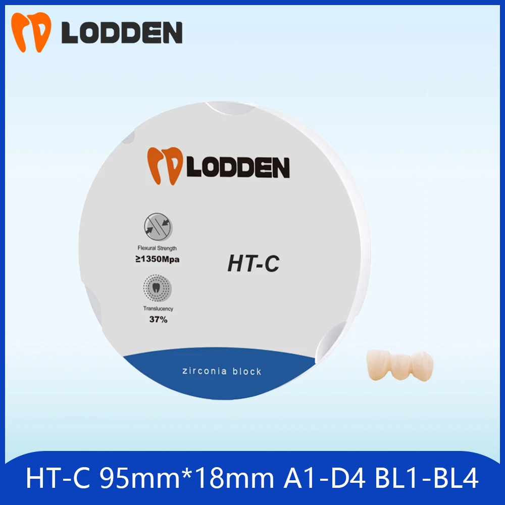 LODDEN Dental Zirconia Block HT-C 95mm*18mm Dental Lab CAD CAM Roland Milling Machine Dental Materials