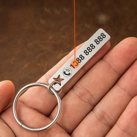 Stainless Steel Anti-lost Phone Mobile Number Name Tag Custom Engraved Car Keychain Him Personalized Keychain Tag for Him