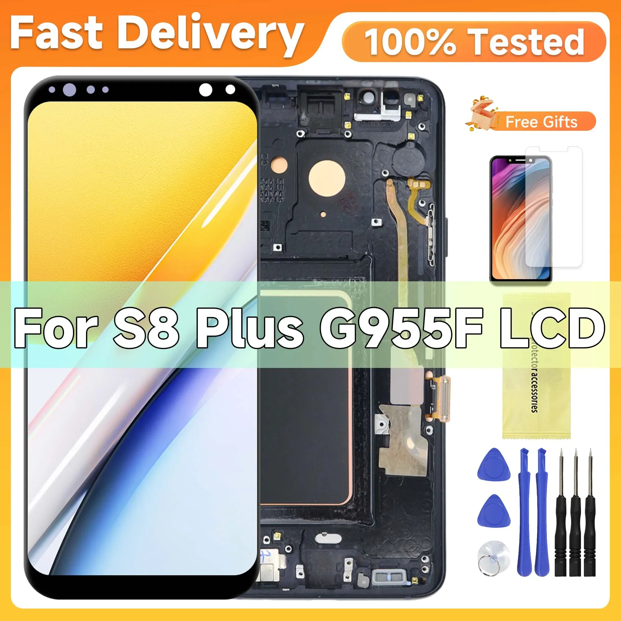 

OLED For SAMSUNG Galaxy S8 Plus SM-G9550 G955FD Display S8+ LCD With Frame Touch Screen Digitizer Assembly OLED Qua