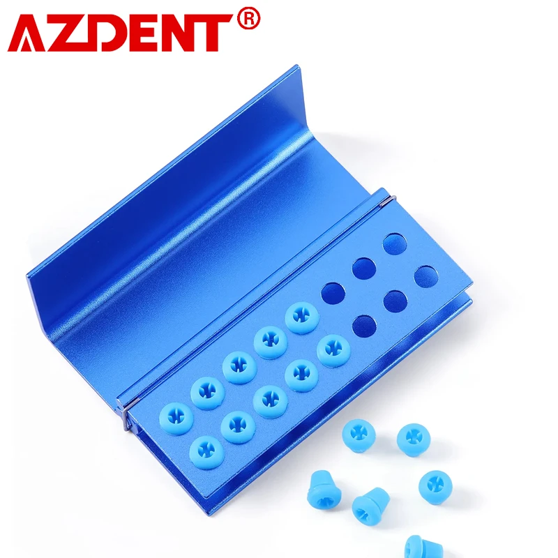 

AZDENT Dental Bur Box Burs Holder 10/16 Holes With Silicon For FG RA Bur Dentistry Tools