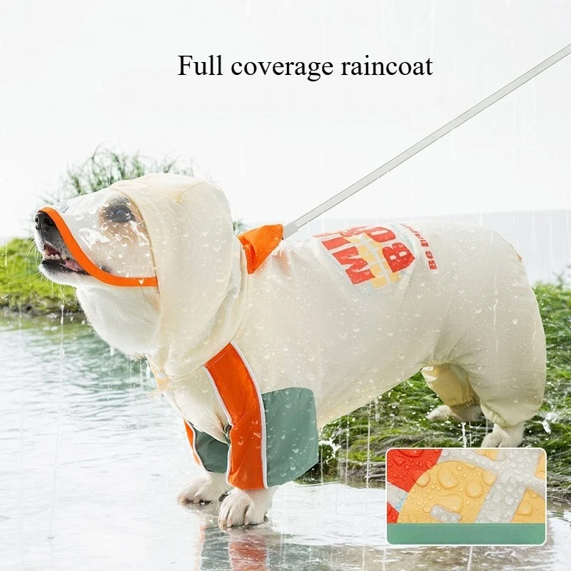

Outdoor dog raincoat, covers all four legs, with transparent hood, lightweight and waterproof, protects against dust and mud