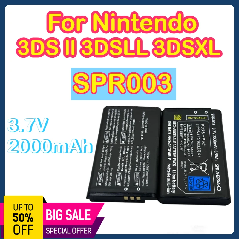 

3.7V 2000mAh SPR-003 SPR003 SPR 003 Rechargeable Li-ion Battery For Nintendo 3DS ll 3DSLL 3DSXL with tool packet