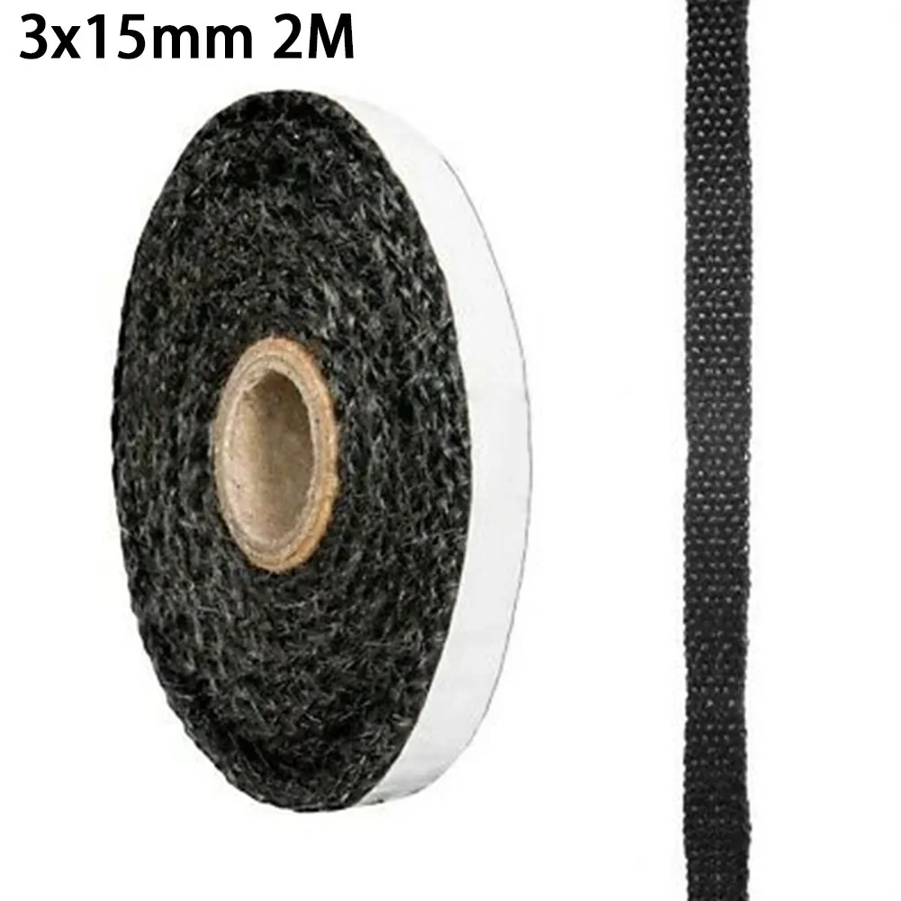 Black Flat Stoves Rope 2M 10/15mm Fiberglass Self-Adhesive Fireplace Door Sealing Cord Replacement Gasket Tape Flat Stoves Rope