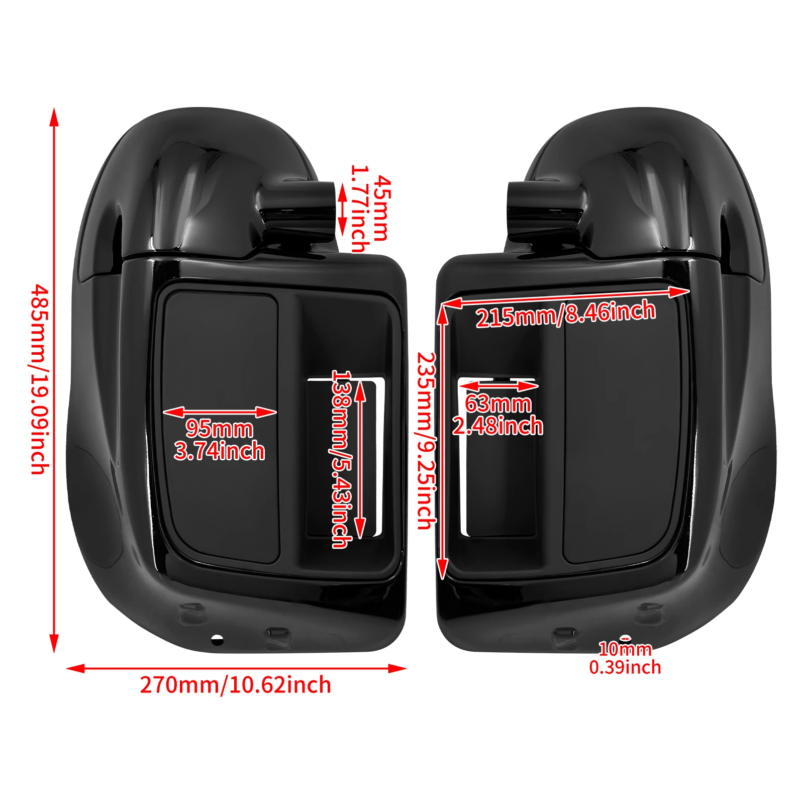 صندوق قفازات الساق باللون الأسود اللامع بفتحات تهوية مناسبة لدراجة Harley للتجول في شارع الإنزلاق FLHX لـ Road Glide FLTRX 14-23 #2