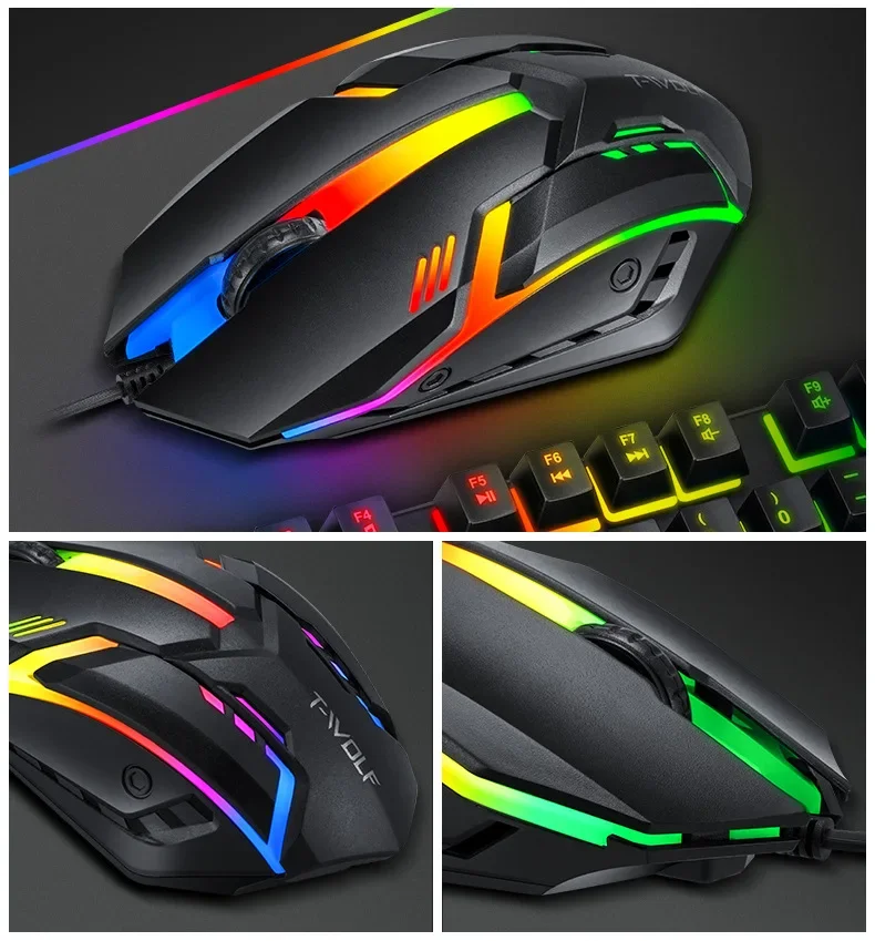 Imagem -05 - Idioma Rgb Jogo Teclado e Mouse Kit Retroiluminado Usb com Fio Teclado de Computador Mouse Combo 104 Teclas para pc Gamer Portátil ru es