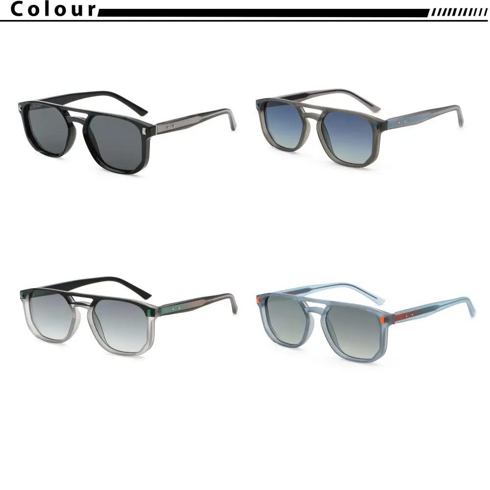 HBK Retro Men's Pilot Sunglasses Flat Top Double Bridge Design Gradient Sunglasses Women's Outdoor Travel Summer Glasses