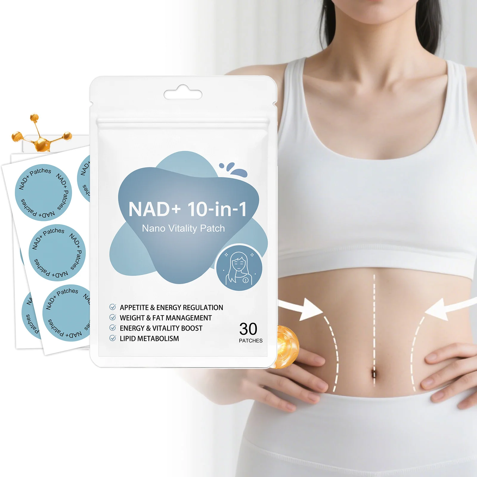 NAD Supplement Patches Enhance Cellular Energy Immune Support Rejuvenating Skin Lasting Slimming NAD+ Boosting Transdermal Patch