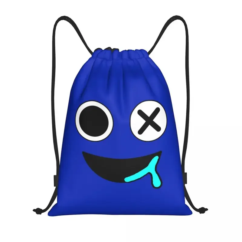 

Custom Blue Face Rainbows Friend Drawstring Bag Women Men Lightweight Video Game Sports Gym Storage Backpack