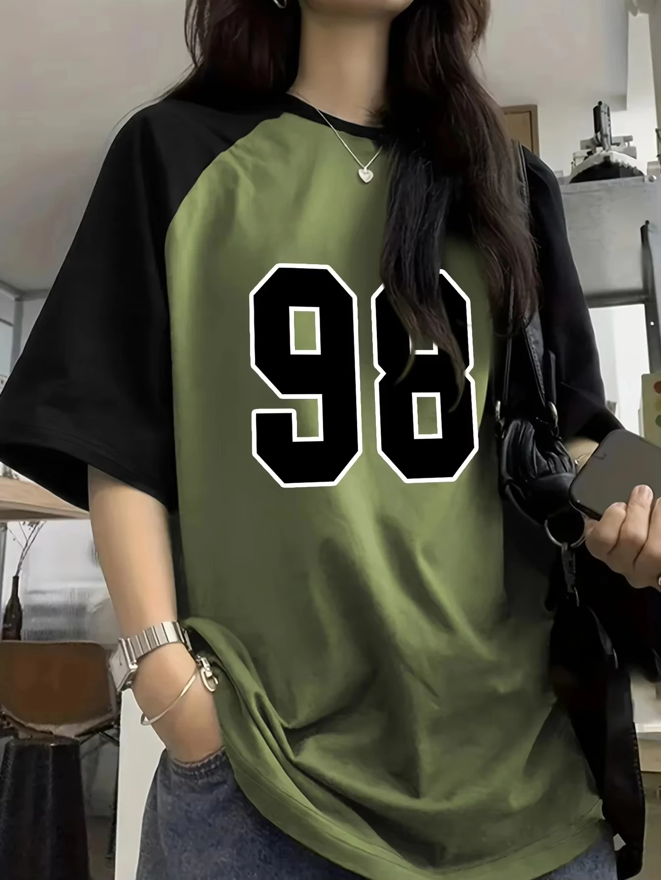 

98 Digital Printed T-Shirt Loose Daily Creative Street Trend Round Neck Casual Comfort Short Sleeve Fashion Children's Clothing