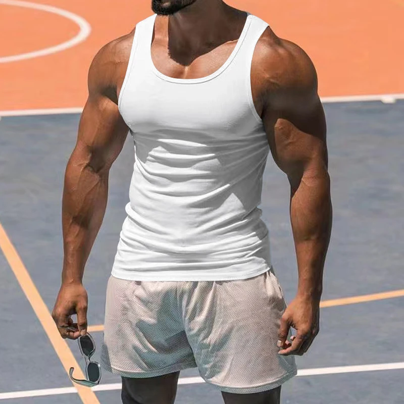 Plain Mens Muscle Fit Compression Tank Tops Running Vests Gym Sleeveless Clothing Fitness Tight Summer Quick Dry Training Shirts