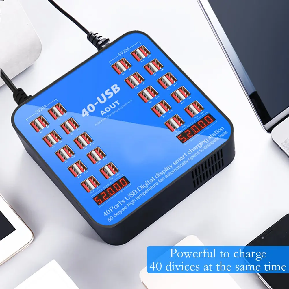 200W/100W 20/40 Ports USB Charger For Android iPhone Adapter Multifunctional HUB Charging Station Dock Socket