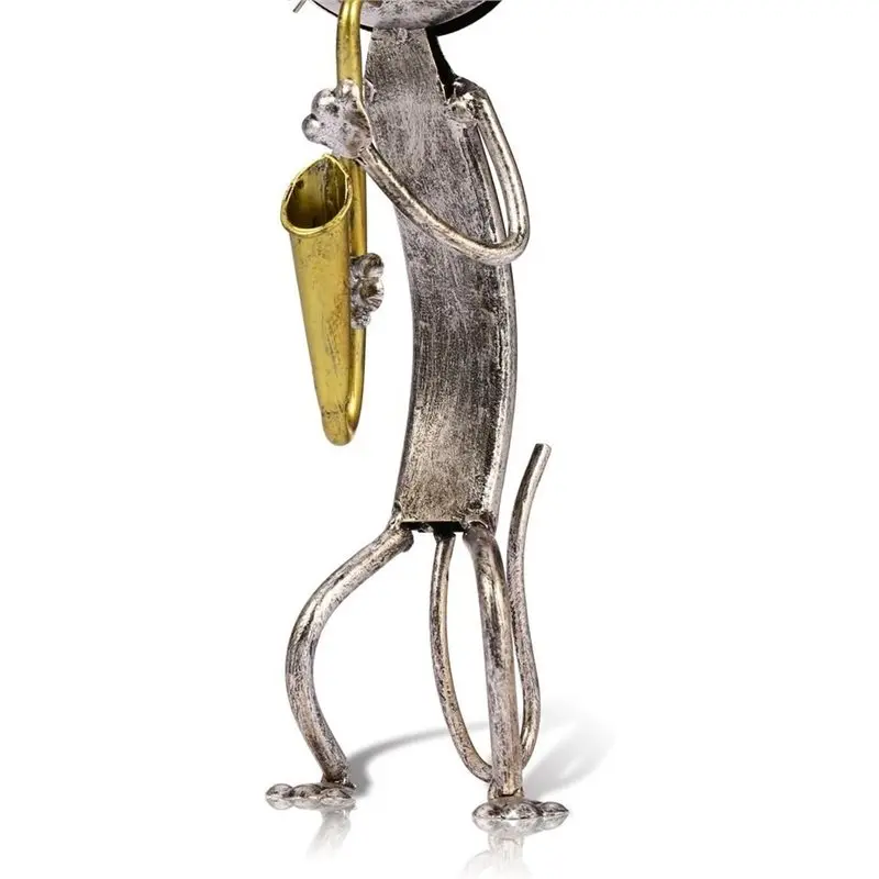 AB41-A Playing Saxophone Cat Metal Sculpture Statue Handwork Handicrafts, Funny Design, Decorative Gifts, Desktop Ornaments