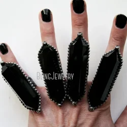 10pcs ossidiana Crystal Party Fidget Wory Ring uomo donna Black Stone Statement Witch Wicca Gothic Halloween Boho Jewelry