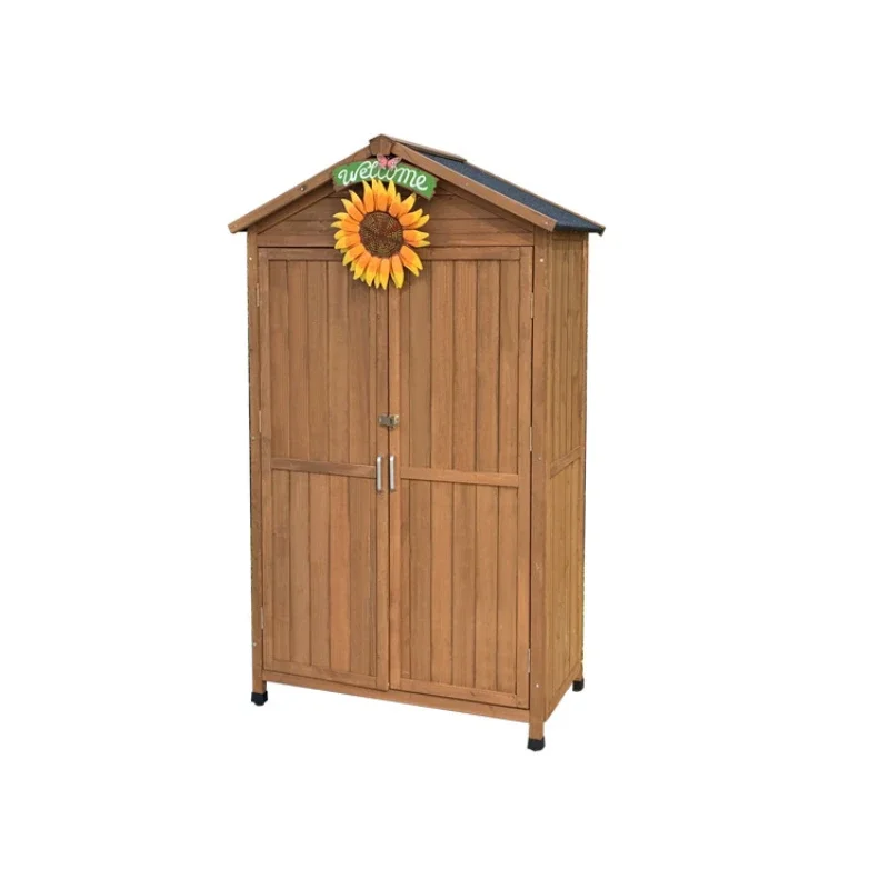 Outdoor Locker Garden Solid Wood Tool Cabinet Garden Waterproof Sunscreen Garden Yard Storage Room Outdoor Glove Cabinet