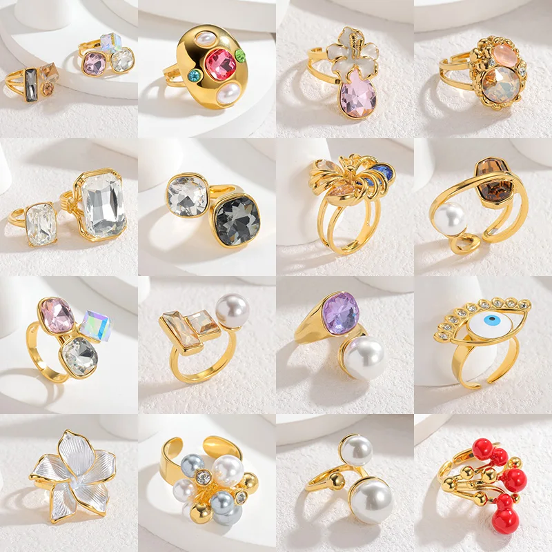 

Nextvance Bling Rhinestone Zircon Ring Gold Plated Stainless Steel Finger Ring Sparking Jewelry For Women Wedding Banquet Gift