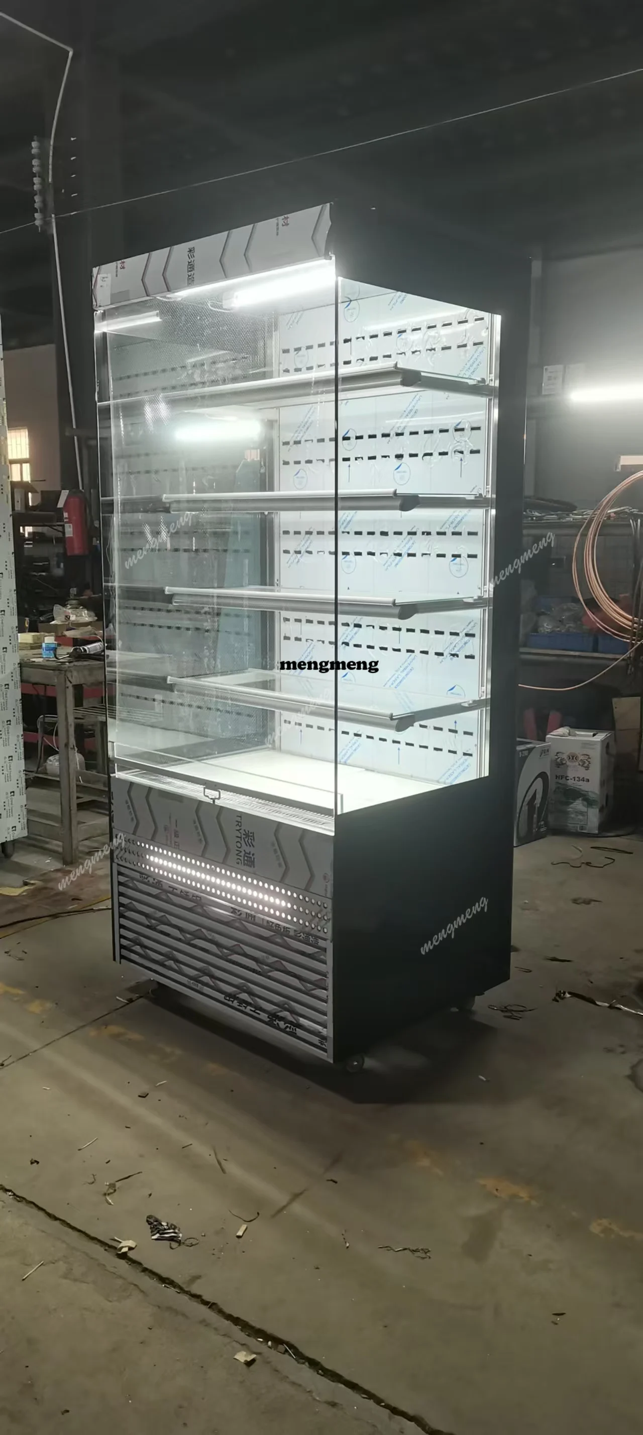 Supermarket Multi Deck Air Curtain Display Open Chiller Cabinet Refrigerator LED Commercial Refrigerator For Fruits Vegetables