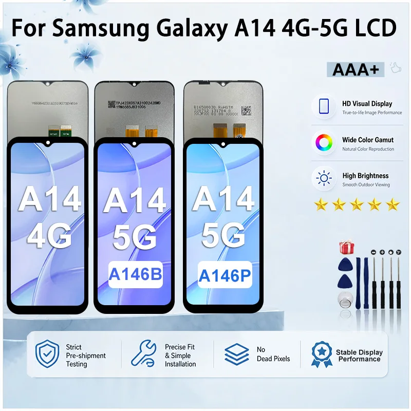 IPS For Samsung Galaxy A14 4G LCD SM-A145F Display Touch Screen Digitizer For Galaxy A14 5G A146B A146P Screen Replacement Parts