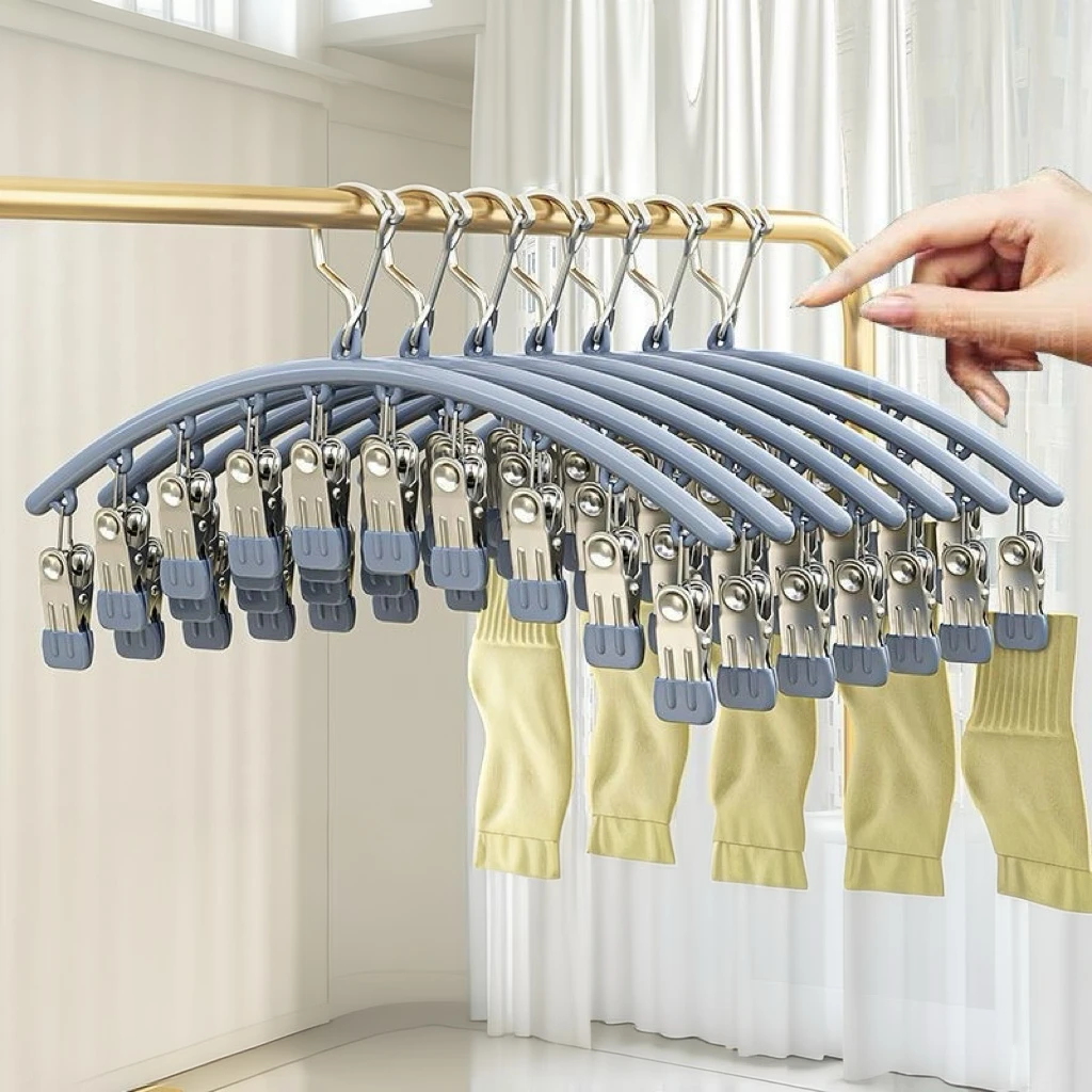 Stainless Steel Socks Drying Rack, Multi Clip Windproof Socks Rack, Multi-Functional Underwear Drying Socks, 1Pc, 3Pcs, 5Pcs