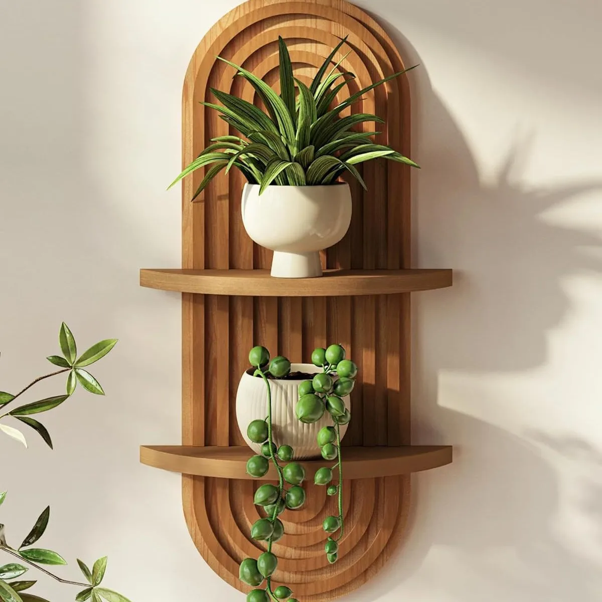 Wood Floating Shelves, Multi-functional Wall-mounted Storage Rack, Suitable for Decoration in Bathrooms, Bedrooms, Kitchens, Living Rooms and Laundry Rooms, Utility Racks - view 7