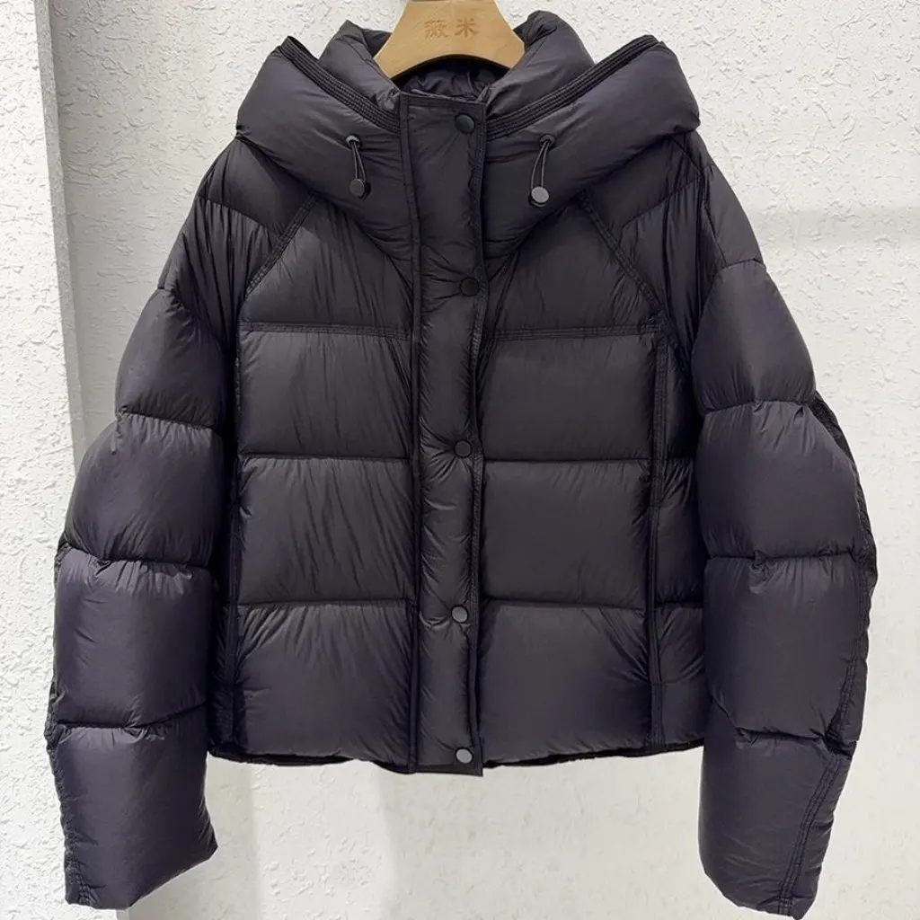 

Women's Hooded down Cotton Jacket Winter Outerwear Casual Short Style Gray Bread Design Fashion