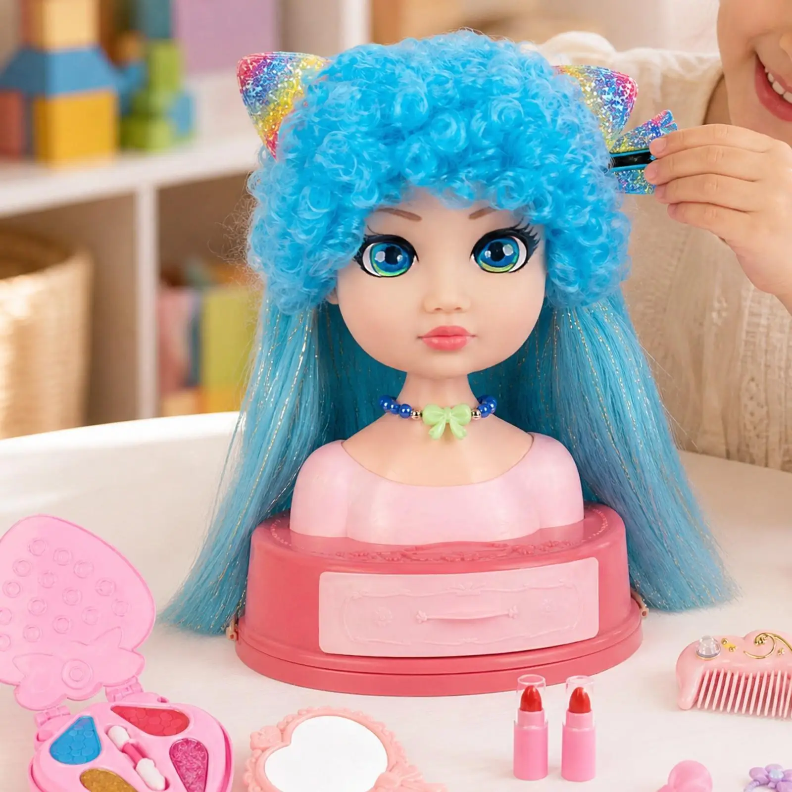 kids-hair-styling-doll-head-toy-with-rooted-hair-and-makeup-play-kit-for-girls-pretend-beauty-salon-set-with-storage-drawer