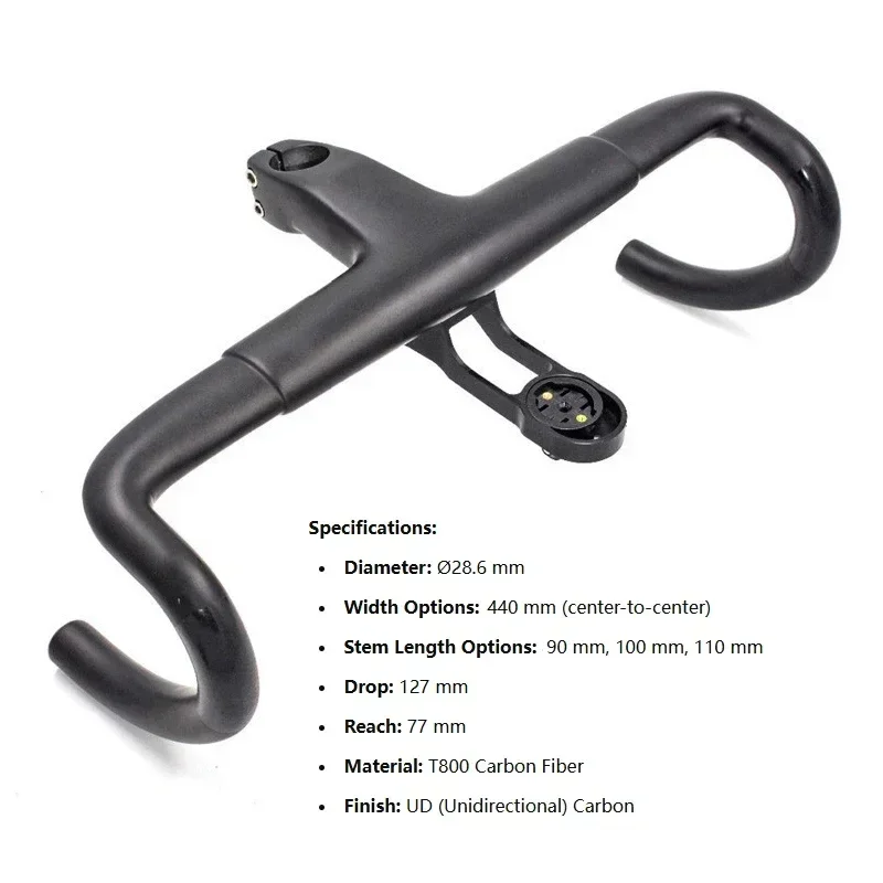 

Matte Carbon Road Integrated Handlebar Cocoon Wind Cutting Drop Bars for Cycling One-Piece Performance Aerodynamic Racing Design