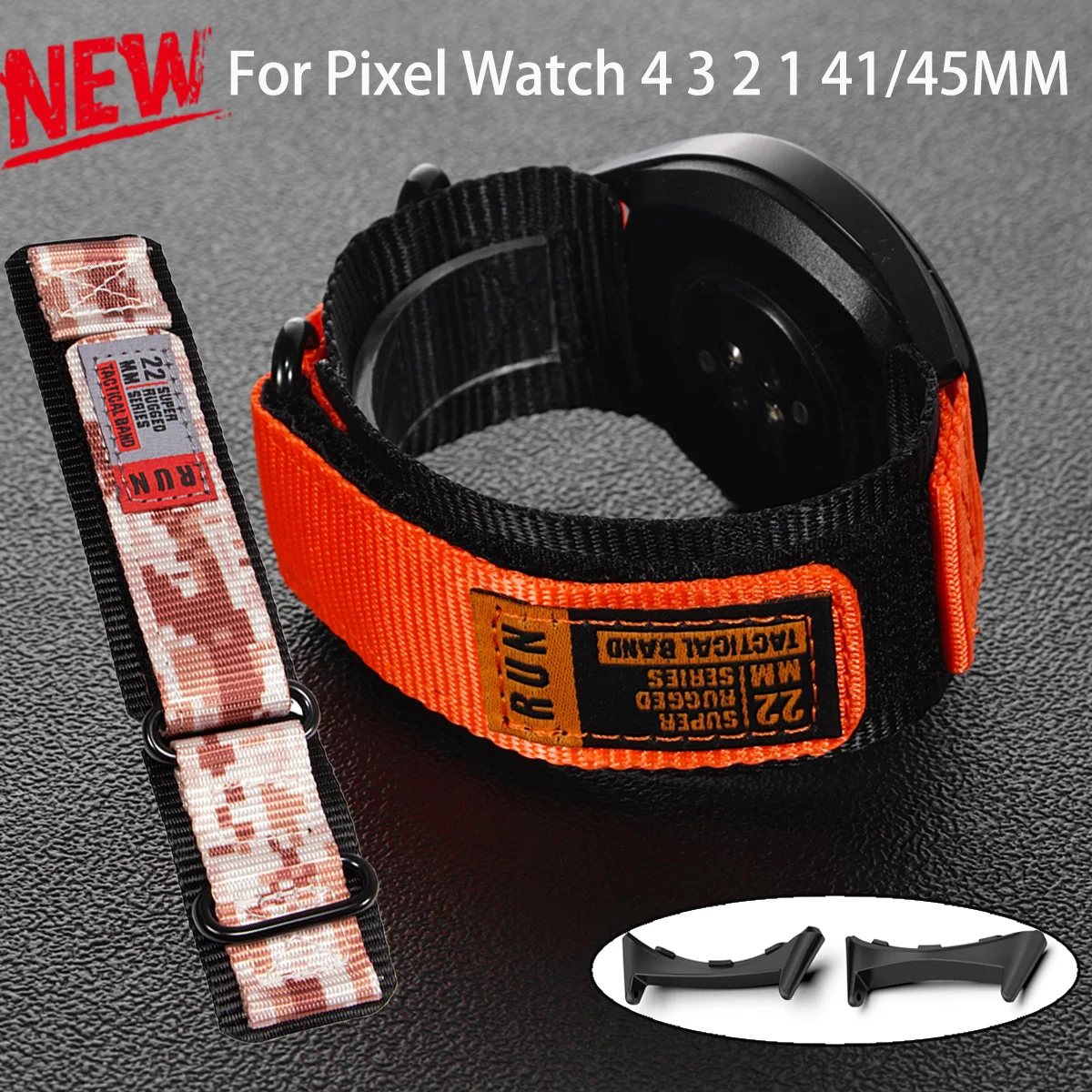 Tactical Nylon Band for Google Watch Pixel 5 4 3 2 1 41mm Elastic Sport Strap for Pixel 5 4 45mm Adjustable Breathable Bracelet